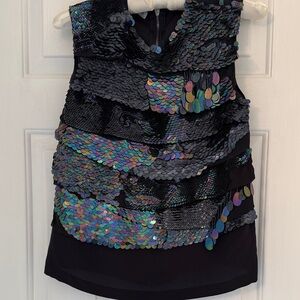 Dries Van Noten Iridescent Sequin Black Top